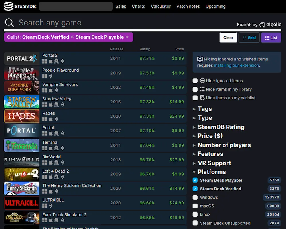 steam deck verificados