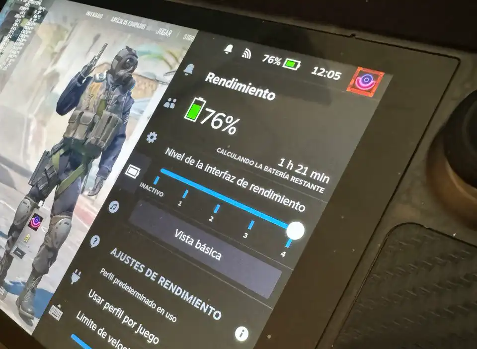 cambiar niveles rendimiento steam deck